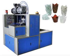 Tulip Cup Machine with final product of tulip cake cup in side