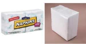 white napkins in transparent package